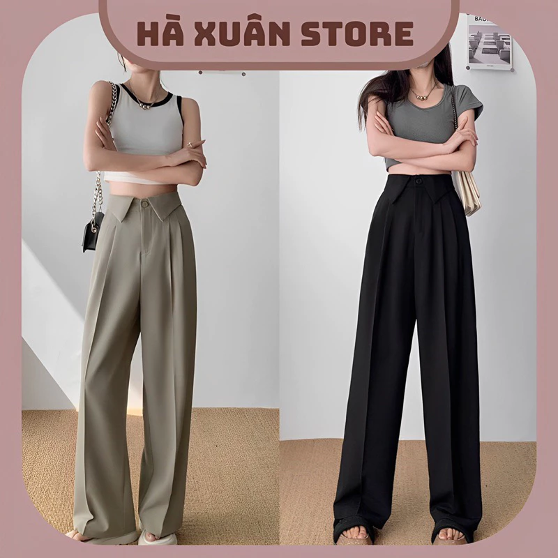 Quần Xuông Ống Rộng Cạp Cao Bo Chun Sau BIGSIZE_Haxuanstore