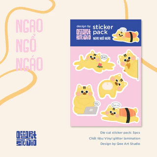 Sticker pack NGAO NGỔ NGÁO, hình dán đáng yêu, nhãn dán cute trang trí, chống thấm nước | Hàng độc quyền Qee Art Studio
