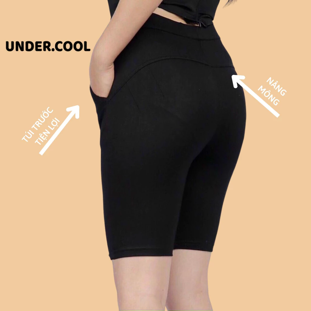 Quần legging ngố lửng đùi nữ UNDERCOOL Tôn Dáng bigsize ôm bó trên gối dãn tốt cạp cao mặc nhà dáng ôm bó tập gym yoga