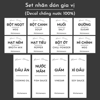 Tem Nhãn Dán Hũ Đựng Gia Vị, Muối, Bột Ngọt, Hạt Nêm, Hạt Tiêu, Bột Canh, Decal Tem Dán Dầu Ăn, Nước Mắm, Giấm, Xì Dầu