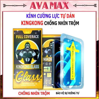 Kính Cường Lực KingKong Chống Nhìn Trộm có Khung Tự Dán Iphone 6 7 8 x xs xr 11 12 13 14 pro max plus [KHUNG KINGKONG]