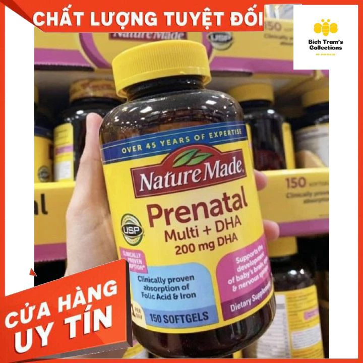 Vitamin bà bầu Prenatal + DHA 200mg Nature Made 150v: Mỹ