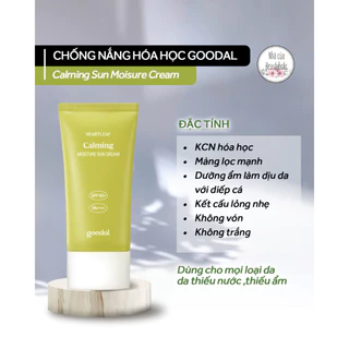 Kem chống nắng hoá học GOODAL HOUTTUYNIA CORDATA CALMING SUN CREAM SPF 50+ PA++++