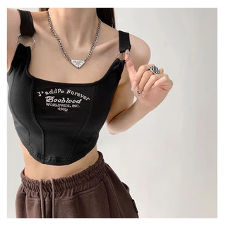 Áo Bra 2 Dây Croptop Gân Sọc Có Đệm Mút 1991