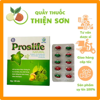 Thực phẩm bảo vệ sức khỏe Proslife Natural + hộp 100 viên - Giảm triệu chứng ho, ho đàm, rát họng