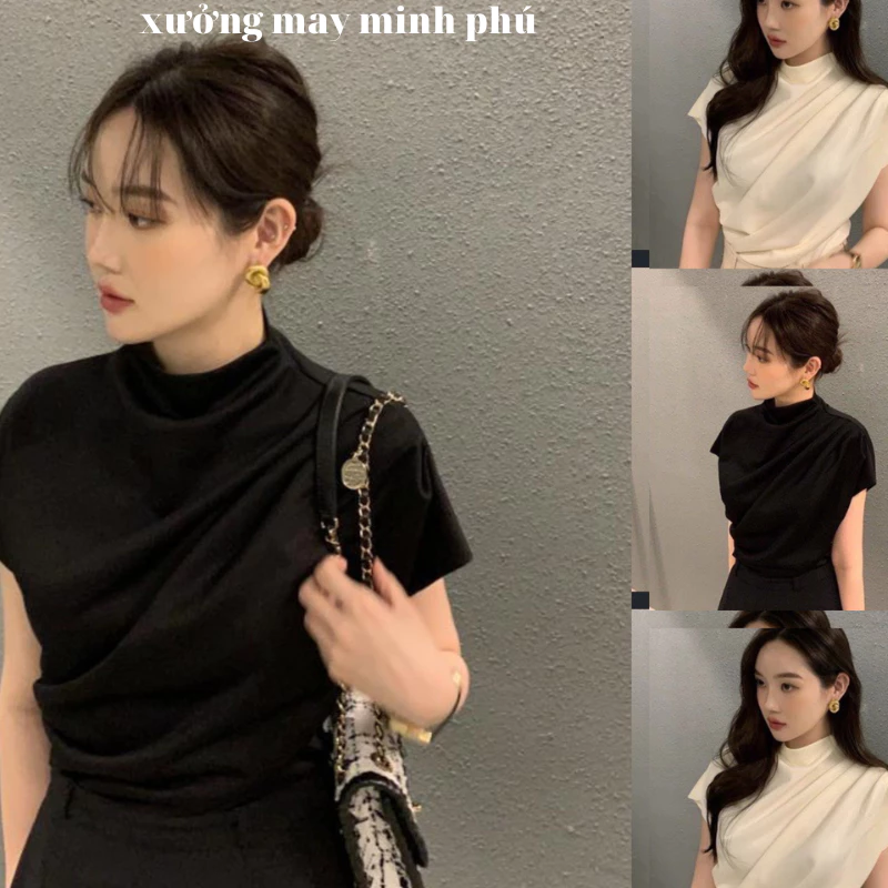 Aó Nhún Vai Chất Cotton Zip Mềm Mịn Lên Dáng Siêu Xinh