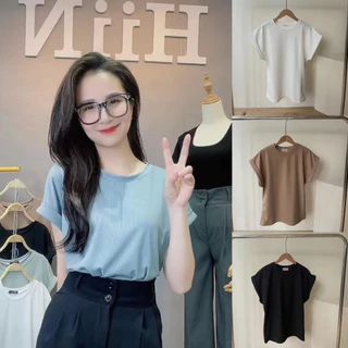 (028) Áo thun tay hến cổ tròn - phong cách basic nhẹ nhàng - chất liệu thun tăm cực mát HiiNCloset