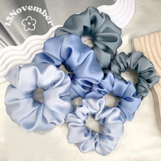 [SIÊU TO] Scrunchies Cột Tóc Vải Lụa Satin Cao Cấp Tone Xanh Mềm Rũ Phong Cách Hàn Quốc Hiện Đại Dễ Thương Trơn Ánh