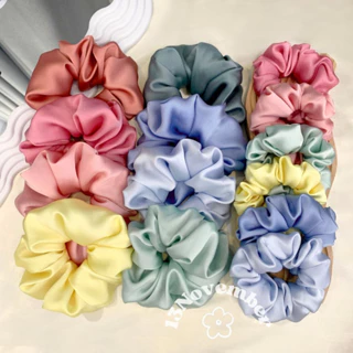 [SIÊU TO] Scrunchies Cột Tóc Vải Lụa Satin Cao Cấp Mềm Rũ Phong Cách Hàn Quốc Hiện Đại Dễ Thương Trơn Ánh