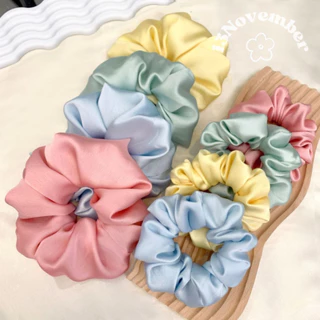 [SIÊU TO] Scrunchies Cột Tóc Vải Lụa Satin Cao Cấp Mềm Rũ Phong Cách Hàn Quốc Hiện Đại Dễ Thương Trơn Ánh