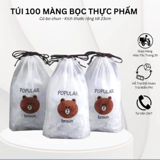 Màng Bọc Thực Phẩm co giãn siêu dai có chun hình túi gấu set 100 chiếc