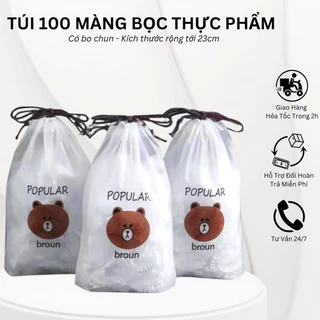 Màng Bọc Thực Phẩm co giãn siêu dai có chun hình túi gấu set 100 chiếc (bọc chun đậy thực phẩm)