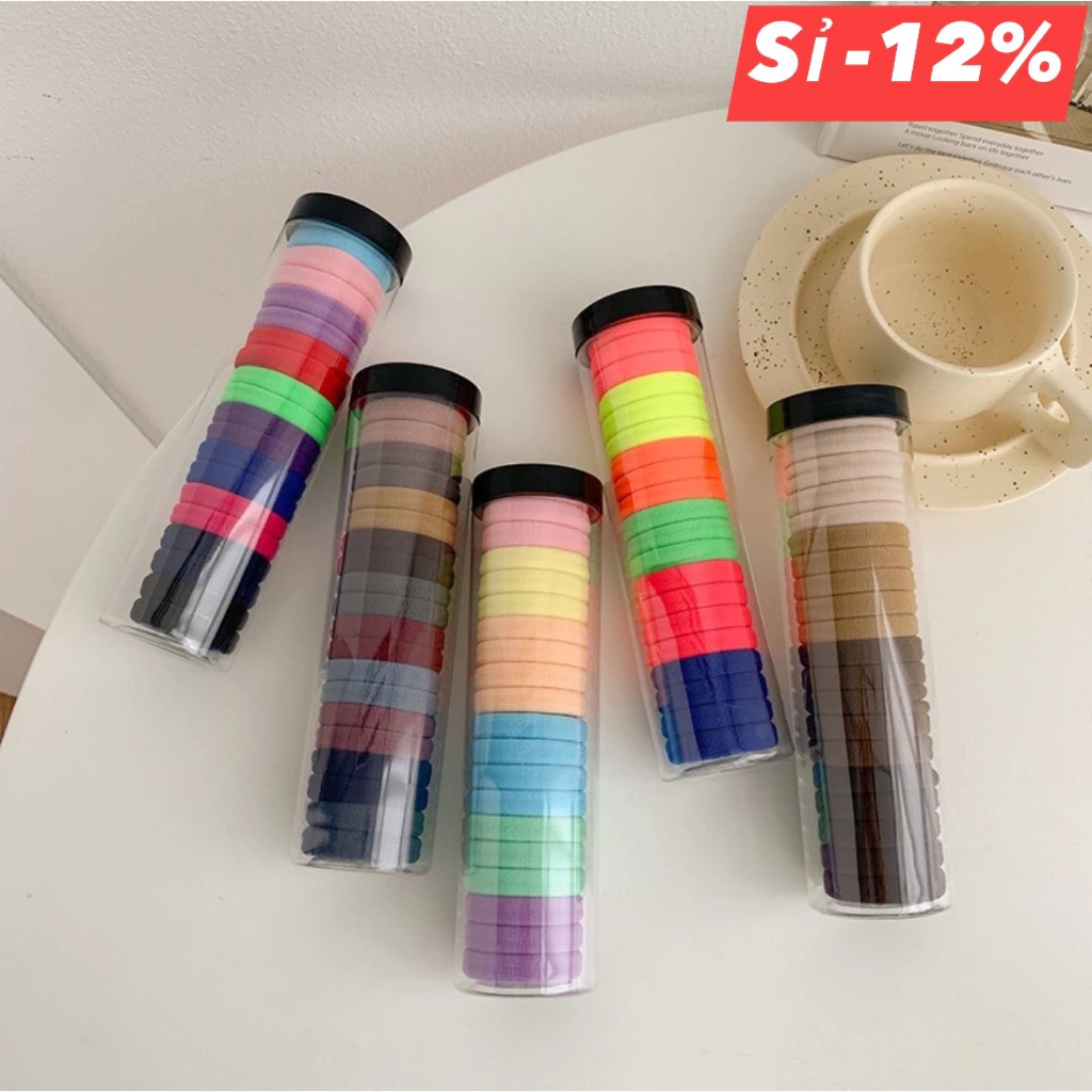 Hộp 20 chun buộc tóc trơn nhiều màu sắc,  dây buộc tóc trơn cho nữ