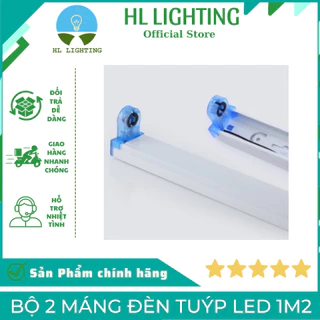 Bộ 2 Máng Đèn Tuýp Led 1m2, Máng Cho Bóng Led Tuýp 1m2 Chiếu Sáng Văn Phòng Nhà Cửa HL Lighitng