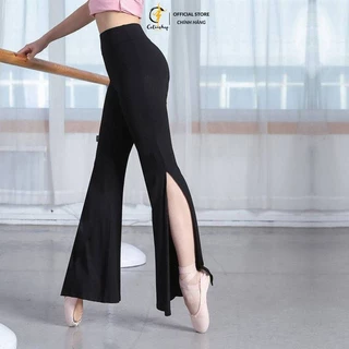 Quần tập múa bale yoga múa cổ trang cotton COTRASHOP cạp cao xẻ chân cq6