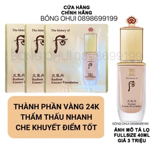 Kem nền Whoo tái sinh che khuyết điểm Essence Radiant Foundation trên da một cách tự nhiên