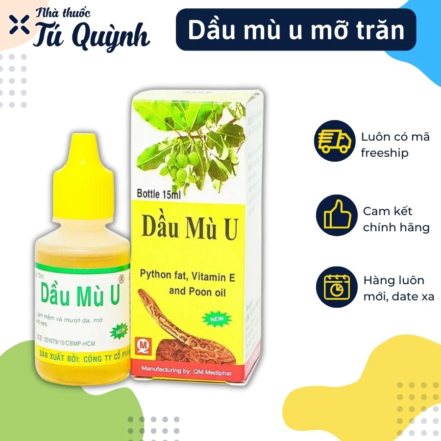 Dầu mù u mỡ trăn - Trăn mù u - Quang Minh - Mediphar USA giúp nhanh lành vết thương, bôi bỏng, mụn, vết loét