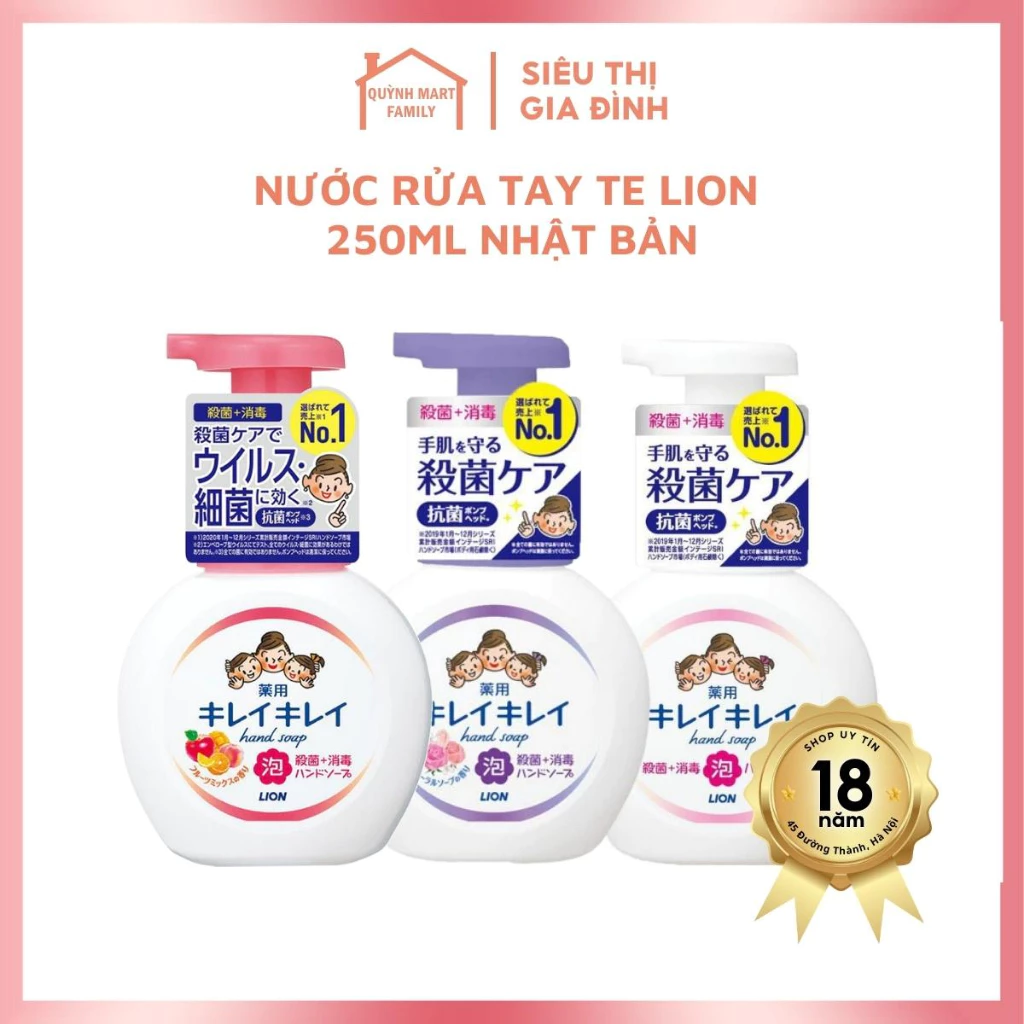 Nước rửa tay diệt khuẩn LION hương bạc hà , hương hoa quả (250ml-Nhật)