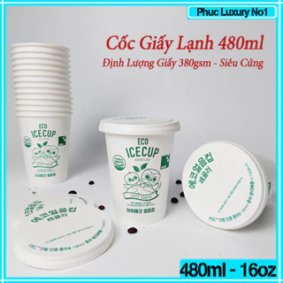 50 Cốc Giấy Siêu Cao Cấp ECO 480ml - 16oz Chim Xanh Kèm Nắp NHẬP KHẨU HÀN QUỐC