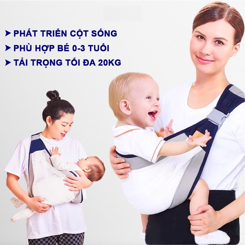 Địu vải cho bé dạng lưới thông thoáng, cho bé 0 - 3 tuổi