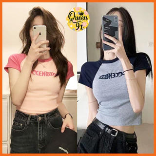 Áo croptop Sencent màu hồng xám siêu xinh Mixmatch thoải mái  tôn dáng