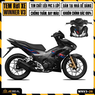 Tem Xe Winner V3 Mẫu Limited Edition | WNV3-26 | Team Decal Hình Dán Winner X 150 2022 Đen Đỏ Trắng Chống Nước Bền Màu