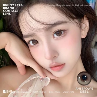 Lens Mắt Kính Áp Tròng BUNNY EYES Ami Brown 14.4mm Size L Giãn To