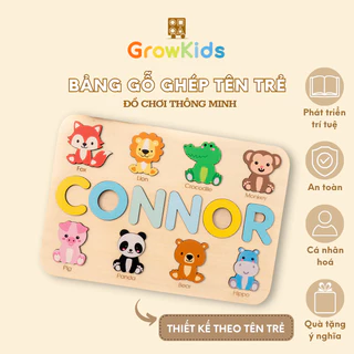 {BỔ ÍCH CHO BÉ} Bảng chữ cái ghép tên và các loại động vật kèm tên tiếng Anh, đồ chơi Montessori Growkids cho bé