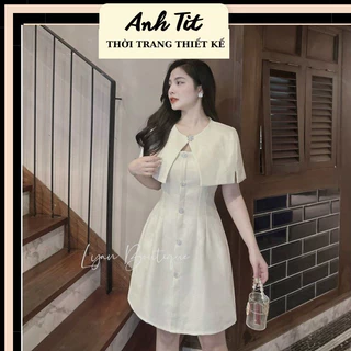 Set Dạ Khuy Ngọc Đá Mix Áo Choàng Siêu Xinh Hàng Có Sẵn Hai Màu Đen Be ( Có Ảnh Thật) - Anh Tít Boutique