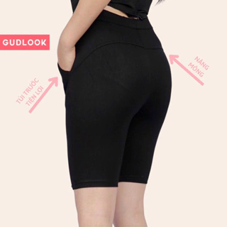 Quần tập gym GUDLOOK yoga legging nữ cạp cao vải mát và thoáng khí - Biker thể thao Tập Zumba Đùi Nâng Mông Co Giãn