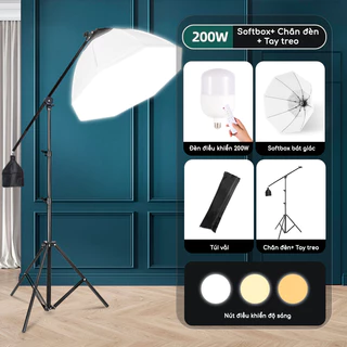 HỎA TỐC HCM Đèn chụp ảnh Softbox Bát giác 8 cạnh chân đèn 2m livestream quay video chụp ảnh chuyên nghiệp