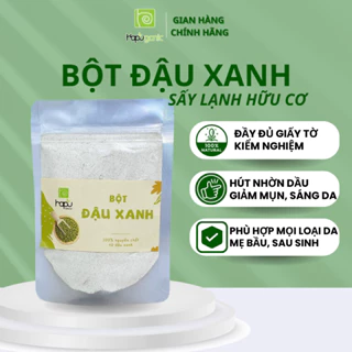 Bột Đậu Xanh Nguyên Chất Hapu Organic Mặt Nạ Bột Thiên Nhiên Dưỡng Sáng Da Ngừa Mụn