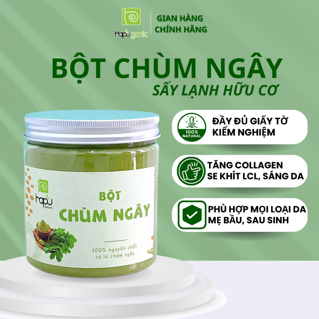 DẠNG HŨ Bột Chùm Ngây Nguyên Chất HaPu Organic Mặt Nạ Bột Thiên Nhiên 100g