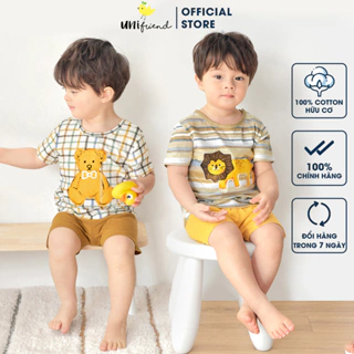 Đồ bộ ngắn tay thun cotton mịn bé trai, bé gái mặc nhà mùa hè Unifriend Hàn Quốc U2023-31. Size đại 5, 6, 8, 10 tuổi