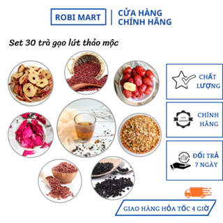 Set 30 gói trà gạo lứt thảo mộc Robimart - Tặng bình thủy tinh 500ml