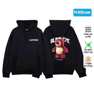 Áo hoodie nỉ dày dặn in hình 2 mặt gấu Dâu dễ thương trendy, hợp thời trang  William - DS266