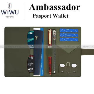 Ví da đựng hộ chiếu / Passport cao cấp chính hãng WIWU Ambassador chất liệu da mềm mịn , chia nhiều ngăn