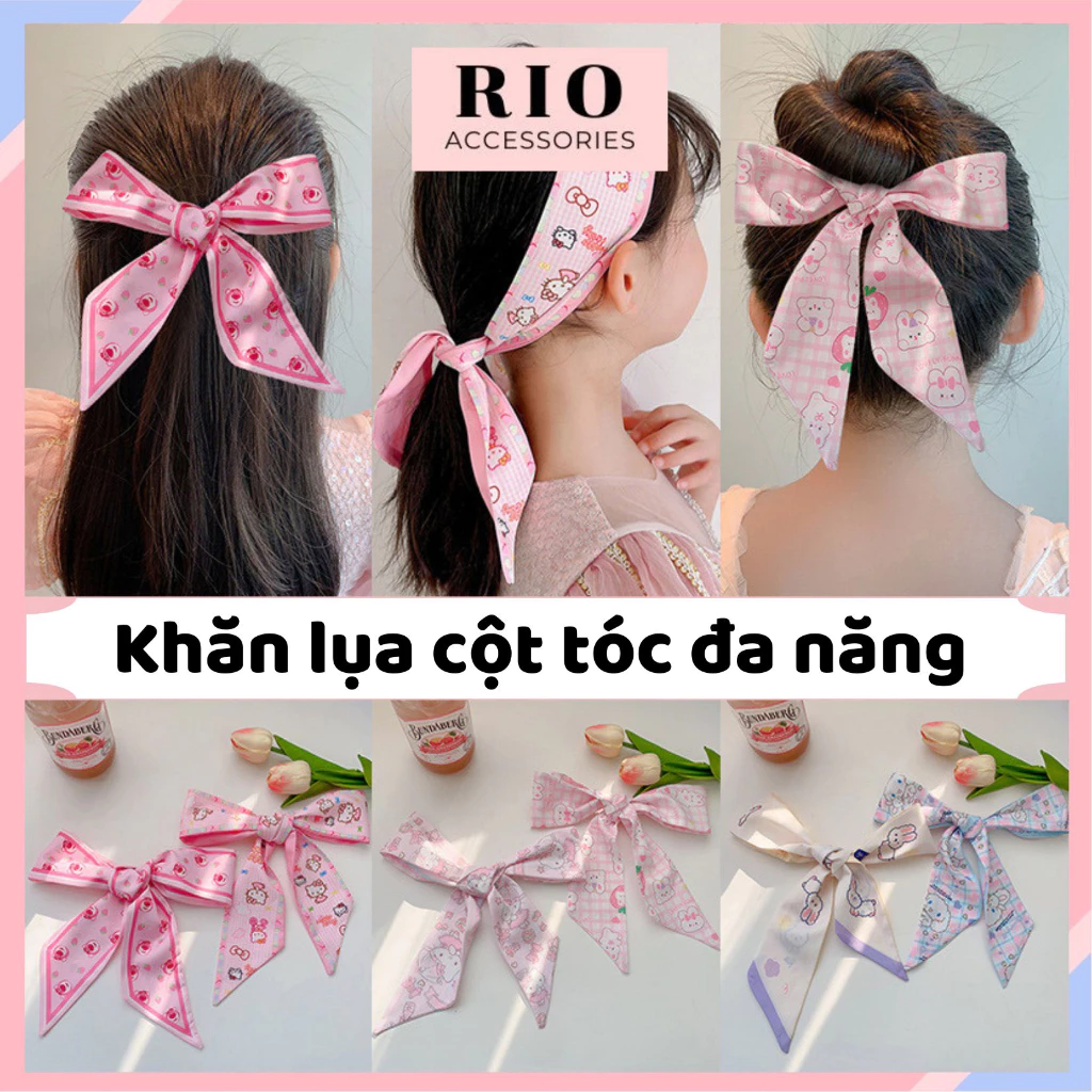 Khăn Turban Cột Tóc Nơ/Khăn Lụa Đa Năng Nhiều Họa Tiết Xinh Xắn Hottrend 2023 Cho Bé KCB