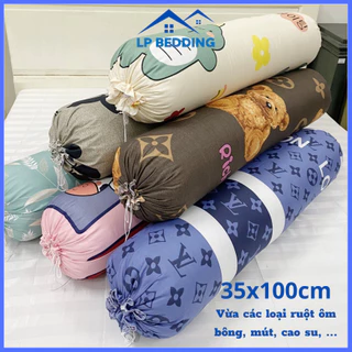 Vỏ gối ôm cotton poly người lớn 35x100cm đủ màu sắc nét - Kích thước 35x100