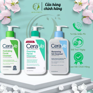 Sữa Rửa Mặt CeraVe SA Smoothing, Hydrating, Foaming Cleanser - Cho Da Dầu Mụn, Khô, Nhạy Cảm 473ml Green Cosmetic