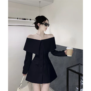 (SẴN ĐEN S/M) ĐẦM ULZZANG TRỄ VAI NỮ THIẾT KẾ SANG TRỌNG