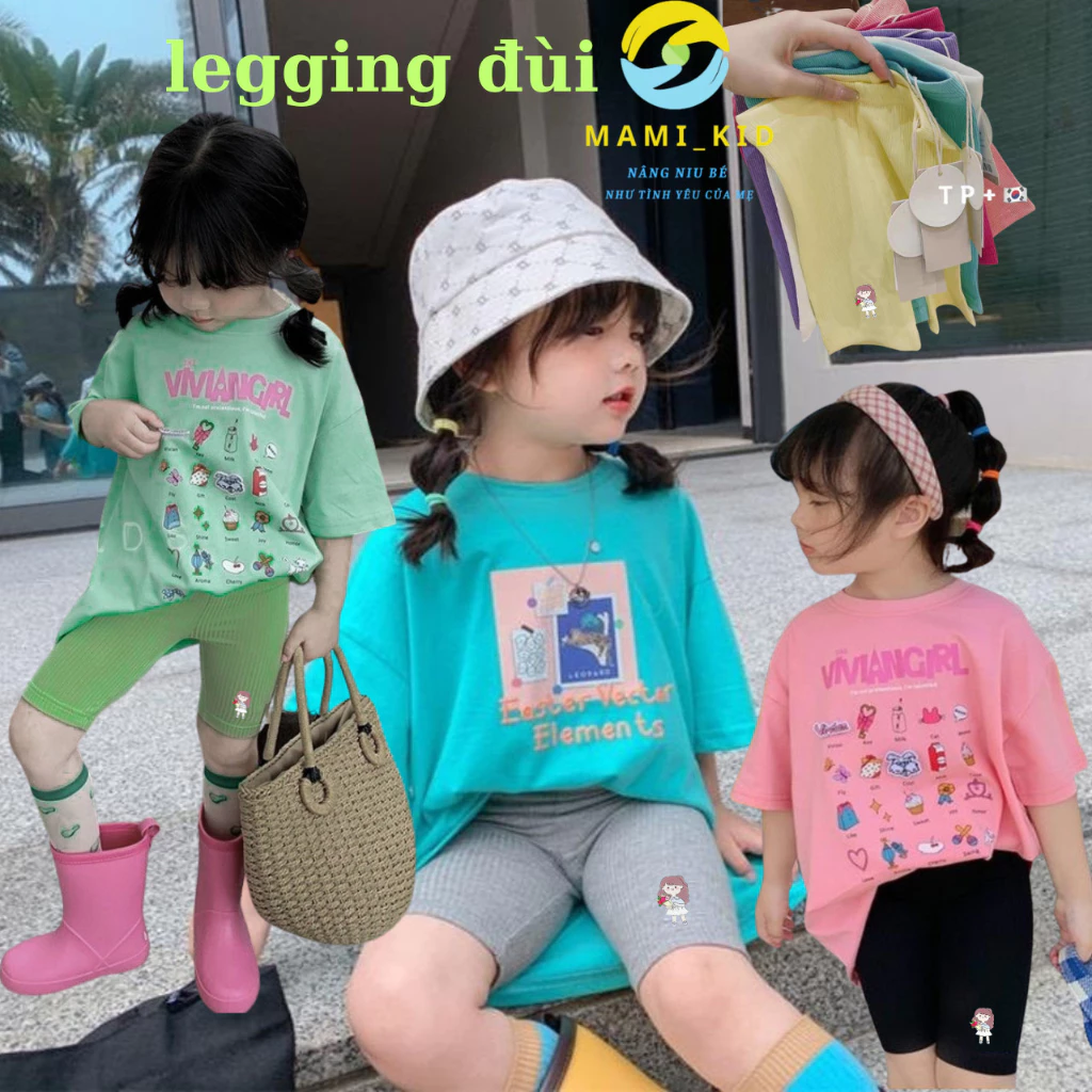 Quần Legging Bé Gái, Quần Đùi Ôm hình Coonna Cho Bé mềm, mát, thun tăm SIÊU CO GIÃN 12-45kg mamikid