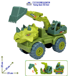Xe chở thú, xe múc khủng long, đồ chơi công trình Ô tô cẩu, ô tô ben công trình cho bé - MiniKids