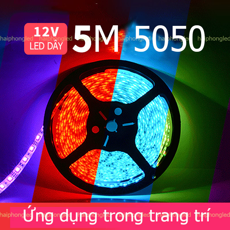 [Xả kho] Cuộn dây đổi màu RGB 5m 5050 có silicon chống nước led dây trang trí đổi nhiều màu trang trí tủ nội thất