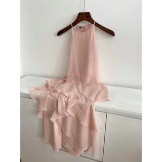 Váy Hai Dây Cổ Yếm Màu Hồng Đi Biển Xinh Xắn-Hannie Store