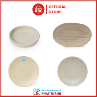 Đĩa Hàn Quốc nhiều kiểu dáng , dĩa tròn oval nhà hàng nhựa Phíp Melamine - Màu nâu nhám bền đẹp sang trọng