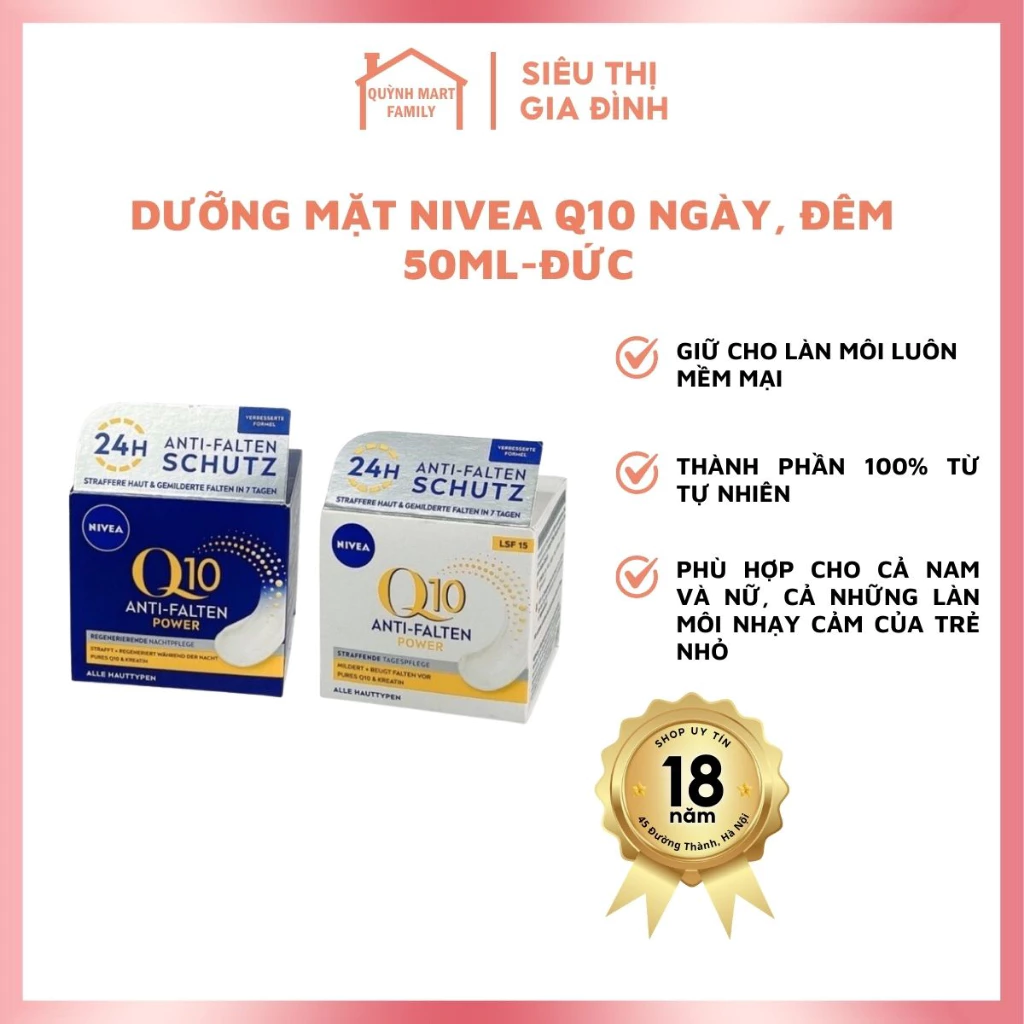 Kem dưỡng nivea Q10 dưỡng mặt chống nhăn, chống lão hóa, kem dưỡng ngày đêm NIVEA Q10
