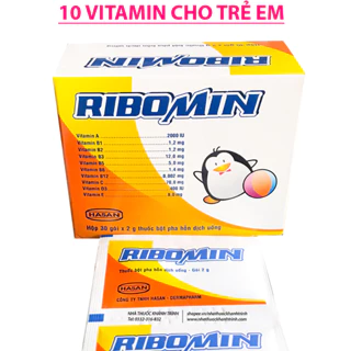 (30 gói) Bột pha Ribomin Hasan bổ sung 10 vitamin thiết yếu cho trẻ