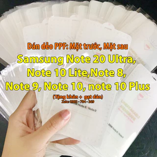 Dán PPF full mặt sau cho Samsung Note 20 Ultra, Note 10 Lite, Note 8, Note 9, Note 10, note 10 Plus + tặng gạt dán