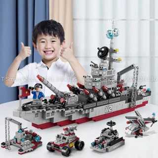 Đồ chơi lắp ráp bé trai: lego tàu chiến hạm, lego tàu sân bay. máy bay, xe tăng